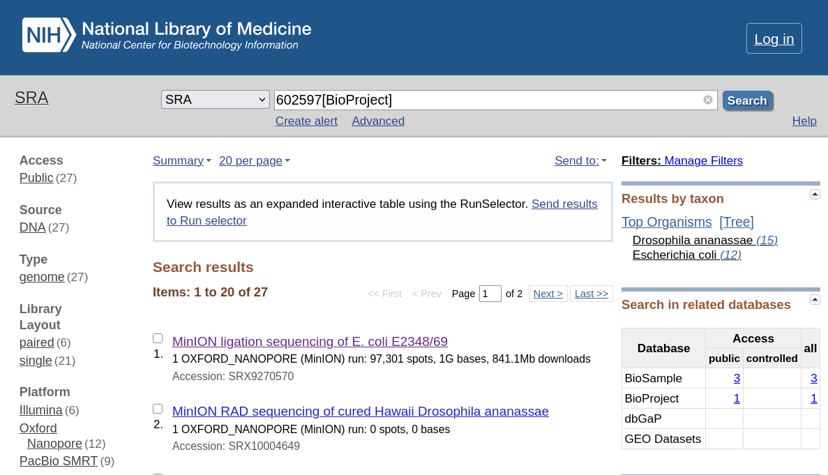 Figure 3. Finding Accession Number Dataset in NCBI